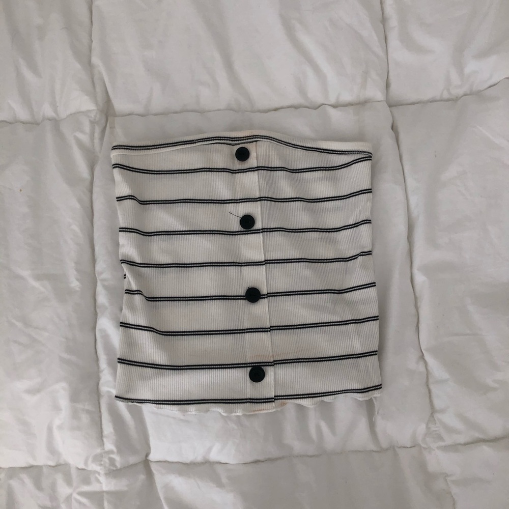 Black+White Striped Bandeau